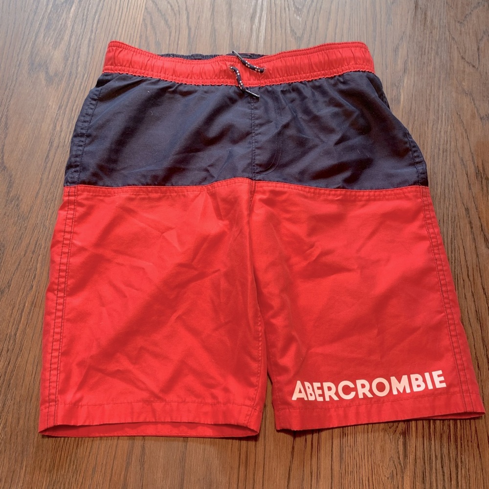 abercrombie kids Red and Navy Colorblock Swim Shorts